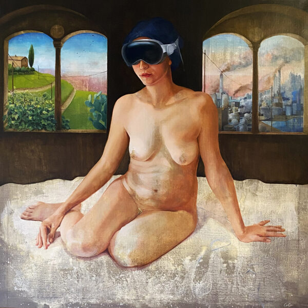 Le choix. Huile et technique mixte sur lin. 100x100 cm.