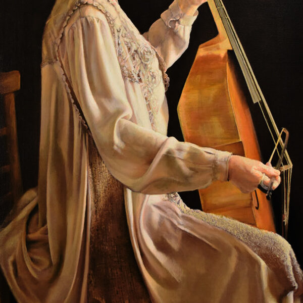 Sur la musique. Rennée. Huile sur lin. 116x60 cm.