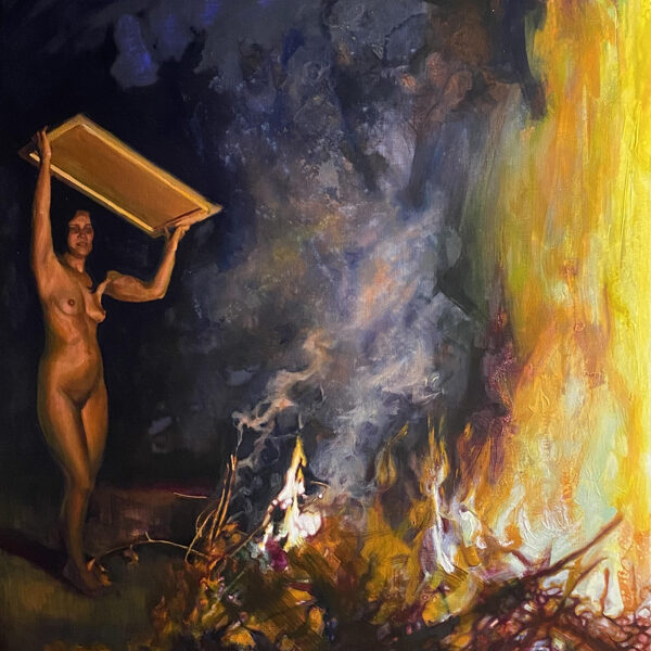 Le Bûcher. Huile sur lin.