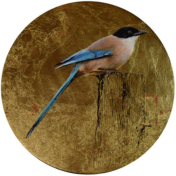 Rabilarga.Óleo sobre lienzo y pan de oro. 28cm diámetro 