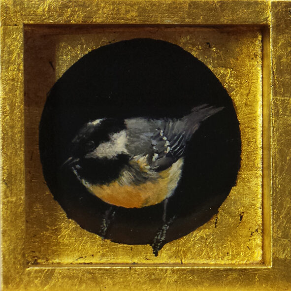 Cabonero. Óleo sobre tabla y pan de oro. 12x12 cm.