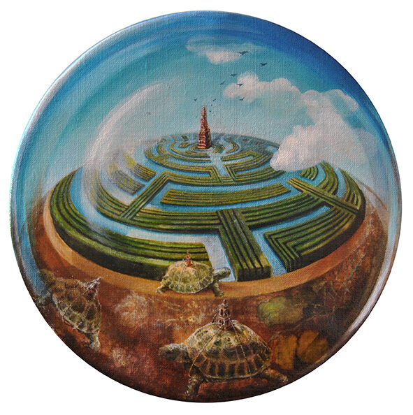 Tierra. Óleo sobre lienzo. 28cm diámetro. DISPONIBLE 