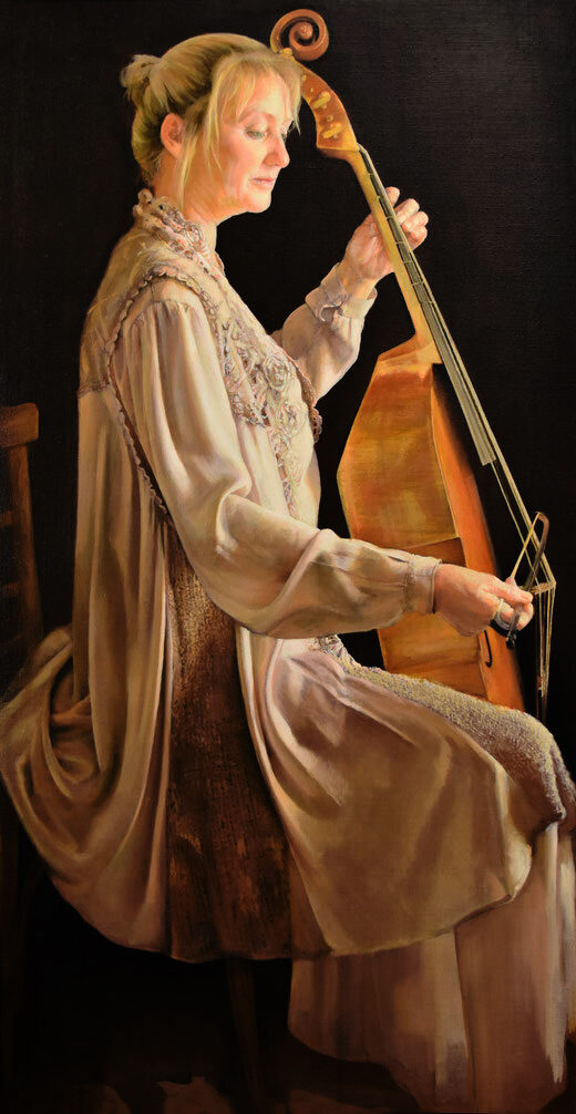 Sobre la Música. Rennée. Óleo sobre lino. 116X60 cm.