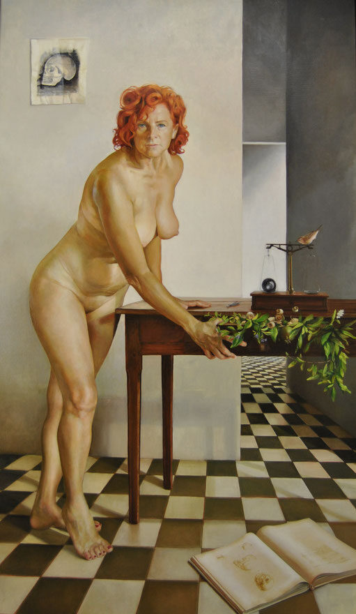 Higía y la fórmula magistral. Óleo sobre lienzo. 170X100 cm.