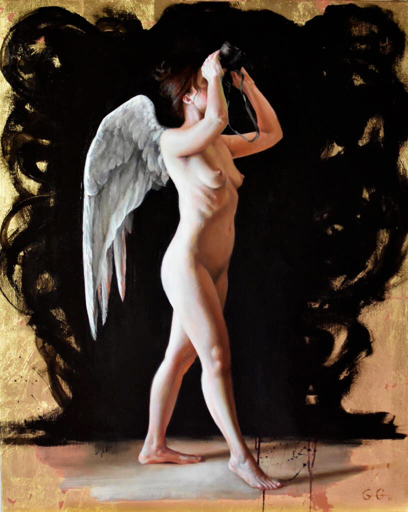 Aladas I. Óleo y pan de oro sobre lino. 100x91cm.