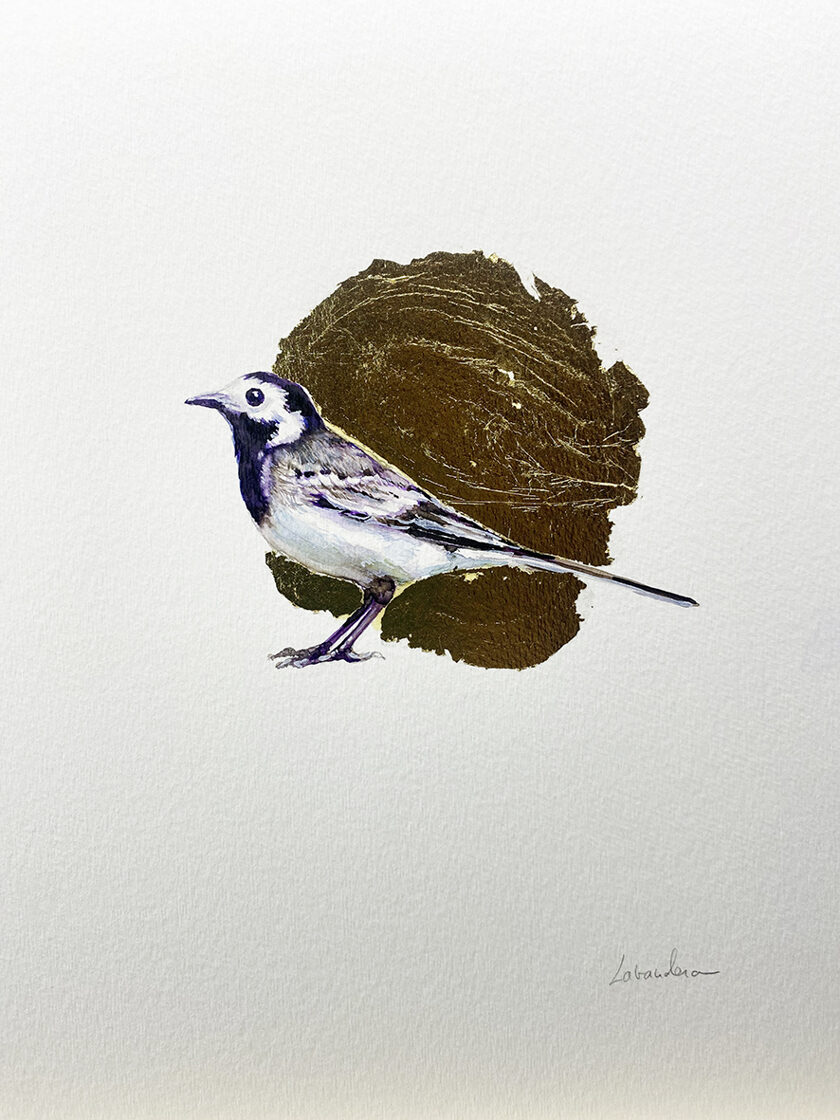 Lavandera. Óleo sobre papel y pan de oro. DISPONIBLE