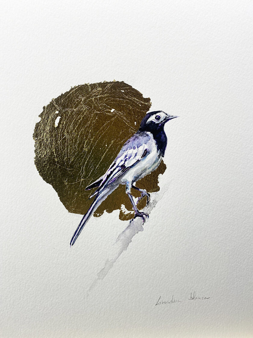 Lavandera. Óleo sobre papel y pan de oro. DISPONIBLE